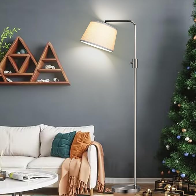 Nintiue 【Upgraded】 Dimmable Floor Lamp, 1000 Lumens LED Edison Bulb Included, Brushed Nickel Arc Floor Lamps for Living Room Modern Standing Lamp Tall Lamps for Living Room Bedroom
