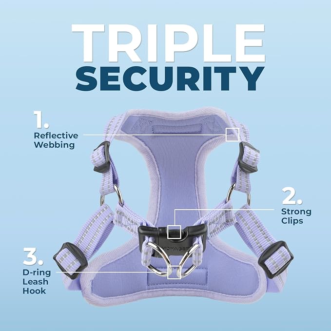 Best Pet Supplies Voyager Adjustable Dog Vest Harness Breathable No Pull Harness for Small, Medium, Large Dogs, Heavy Duty Harness, Easy Step-in, Reflective Stripes - Lavender, XS (Chest: 13-16")