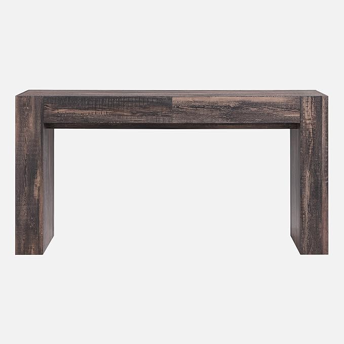 OKD Modern Entryway Console Table, Sofa Table with Drawers, 63" Long Hall Table Behind Couch, Thick Wood Design for Living Room, Hallway - Dark Rustic Oak