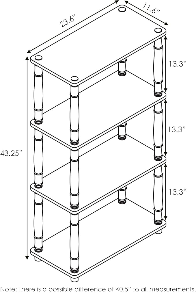 Furinno Turn-N-Tube 4-Tier Multipurpose Shelf Display Rack, Classic Tubes, Americano/Black