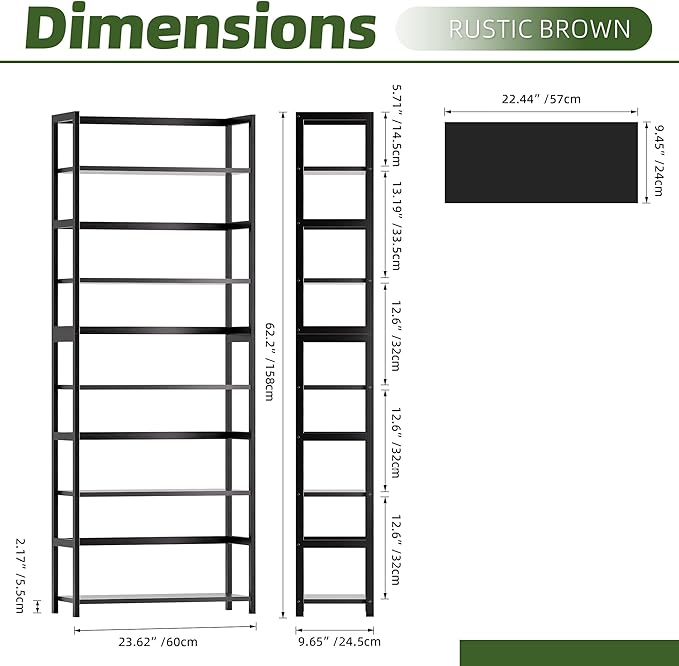 5-Tier Bamboo Wood Ladder Bookshelf, Tall Display Storage Shelf, Large Bookcase Modern Industrial Stand Organizer for Home, Office, Living Room, Kitchen, Bedroom, Black