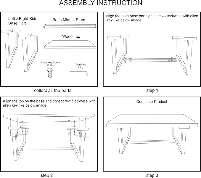 The Urban Port Marlon 48" Coffee Table | Handmade Aluminum Cast Frame | Natural Solid Mango Wood Top, Black and Brown