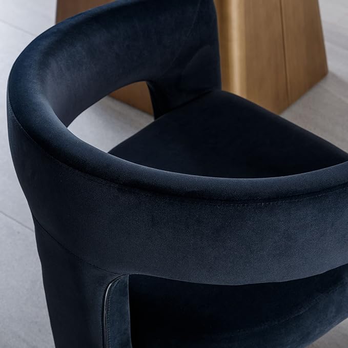 Set of 6 Modern Velvet Fabric Upholstered Dining Chairs with Open-Back, Cute Barrel Side Chairs Kitchen Armchair Accent Chairs for Dining Room Bedroom, Black