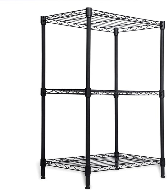 Whitmor 3 Tier Storage Shelves, Heavy Duty Metal Shelving, 400 lbs Capacity per Shelf, 1200 lbs Total, Easy Assembly for Kitchen, Garage, Plant, 18" L x 12" W x 26.4" H, Black