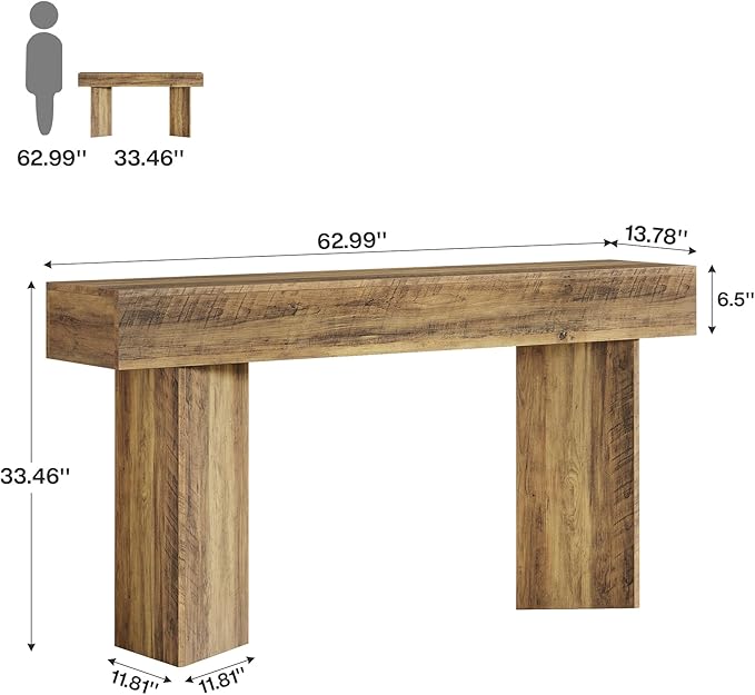 Tribesigns 63-inch Entryway Console Table, Narrow Long Sofa Table Behind Couch, Accent Entrance Foyer Table for Entryway, Entrance, Hallway, Brown