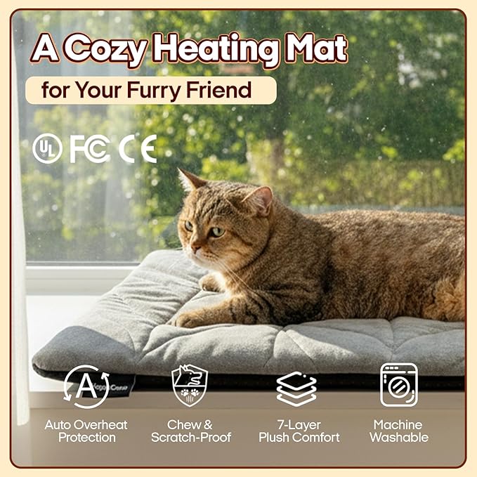Dog Heating Pad (48"x28") - Waterproof Electric Heated Mat & Pet Bed for Indoor and Outdoor Use, Chew Resistant Cord, Machine Washable Cover with Wheat Pattern Quilting, for Cats and Pets