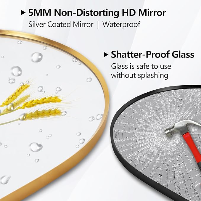 Oval Full Length Mirror, 71"×24" Wall-Mounted Floor Mirror with Metal Frame, Ultra-Clear Explosion-Proof Dressing Mirror, Simple and Classic Deco for Cloakroom/Bedroom/Living Room, Gold