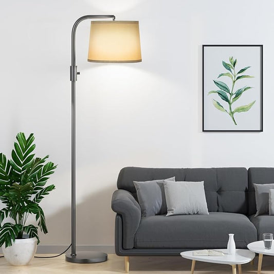 Ambimall Fully Dimmable Floor Lamp - Floor Lamps 9W LED Light Bulbs, Standing Lamps for Living Room with Adjust Head, Modern Standing Light Rotary Switch, Tall Lamp for Bedroom(Grey and Grey)