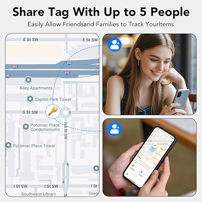 Air Tracker Tags-4 Pack, Bluetooth Tracker Works with Apple Find My APP (iOS Only), Bluetooth Smart Air Tag Keys Finder and Item Locator for Keys, Bags, Luggage, Pets, Wallet, Replaceable Battery