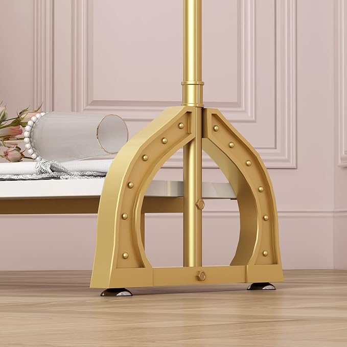 Gold Clothing Rack, Boutique Gold Clothes Racks with Shelf for Display, Heavy Duty Garment Rack for Retail Use (47.24L)