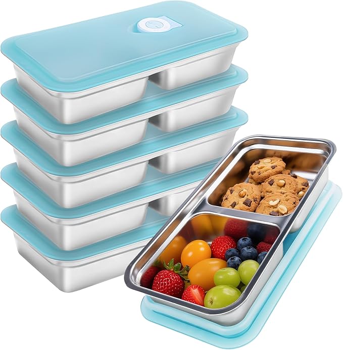 Stainless Steel Snack Containers,Separate Compartments for Reuse,Suitable for Lunch, Snacks and Other Scenarios,Suitable for Dining Out and Camping. (6pcs)