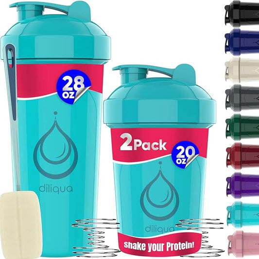 2 PACK, 28 oz & 20 oz Shaker Bottles with Powerful Wire Whisks for Protein Mixes | Leakproof Blender Shaker Bottle Pack | BPA-Free & Dishwasher Safe | Shaker Bottle | Shaker Cups for shakes