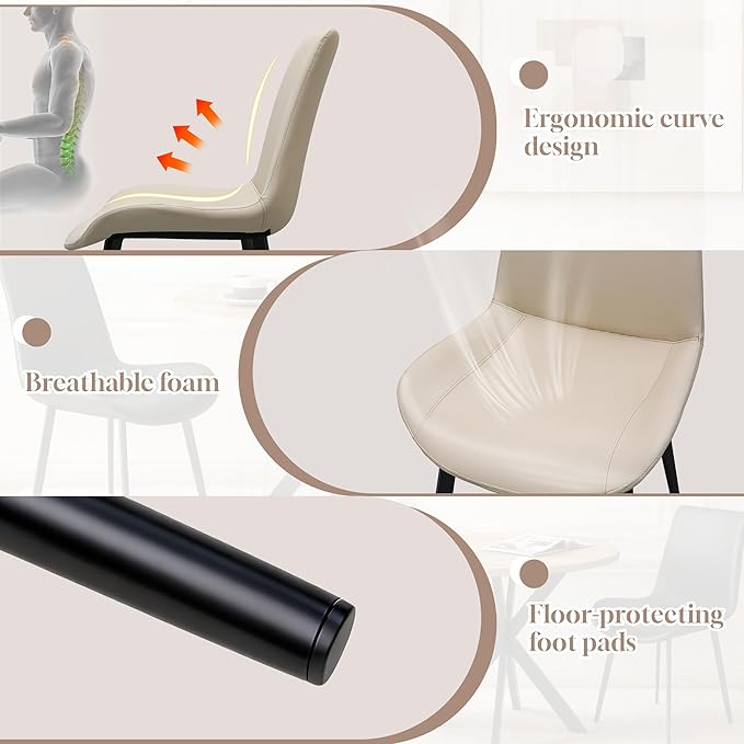 31.5" Round Dining Table and Chairs Set for 2, Small Dining Table Chairs Set Space-Saving, Round Table Set with Upholstered Chairs for Kitchen Dining Room Apartment(Natural + Beige)