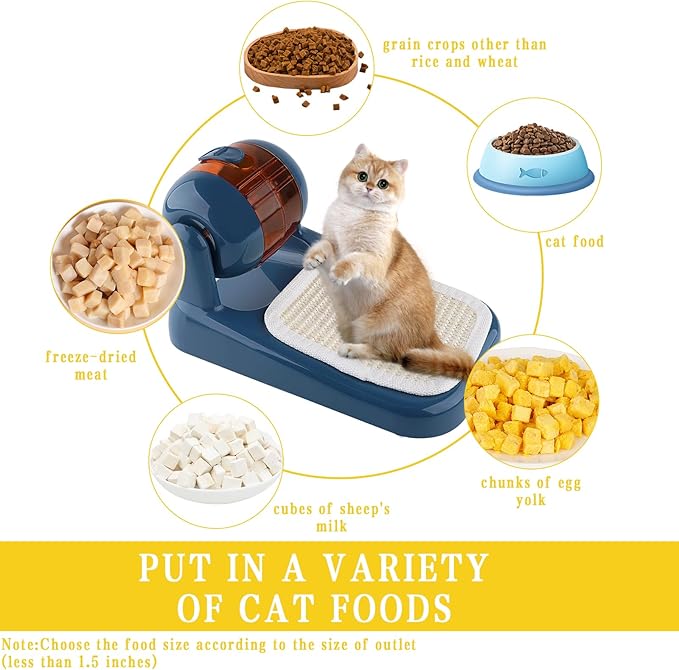 Cat Puzzle Feeder,Adjustable Difficulty Interactive Cat Food Treat Dispenser,Slow Feeder Dog Bowl Stimulate Brain Training Pet Treat Puzzle Toys with Anti-Slip Mat for Dog Small Animals (Blue)