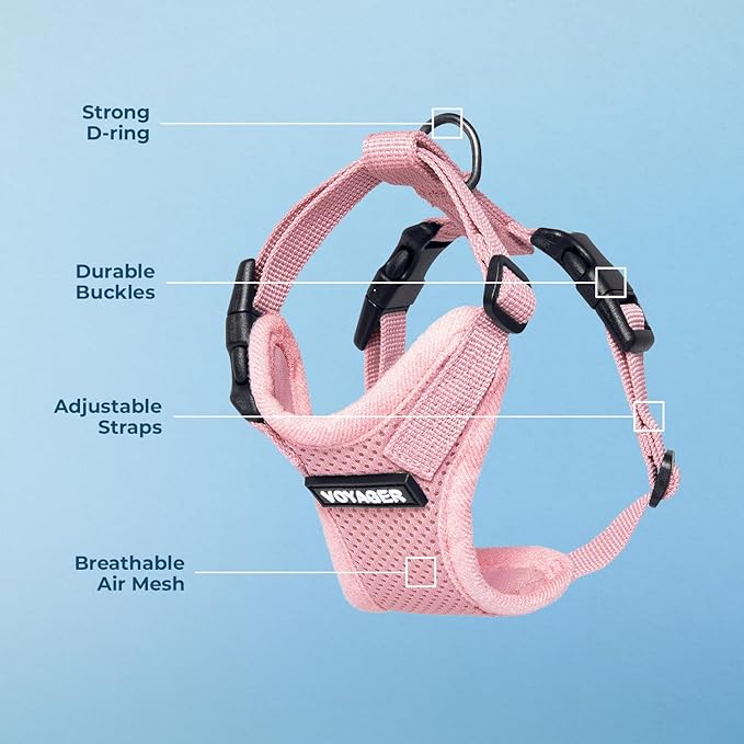 Voyager Step-in Pet Harness - All Weather Mesh, Adjustable Step in Harness for Cats and Dogs by Best Pet Supplies - Pink, M