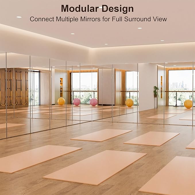 brisafe 360-Degree Folding Full-Length Mirror - 63" x 55"Oversized Anti-Shatter Nano Film Mirror, Space-Saving Foldable Design for Home Gym/Yoga Studio, 60% Commercial Insurance Discount, Black