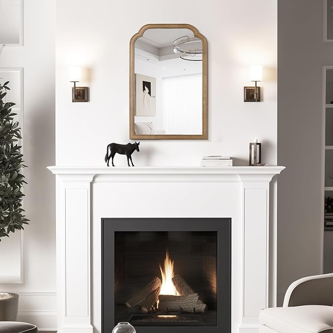 WallBeyond Wood Bathroom Mirrors for Wall Mounted, 20" x 30" Rustic Wood Frame Wall Mirrors Decorative for Living Room or Bedroom Vanity Mirror, Honey-Colored