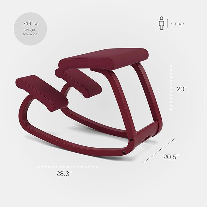 Varier Variable Monochrome Plum Ergonomic Office Kneeling Chair – Active Sitting, Rocking Seat for Home, Study & Posture Support – 10 Year Quality Guarantee