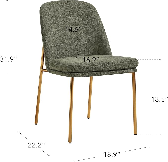 CHITA Modern Dining Chairs Set of 3, FSC Certified Metal Dining Chair for Dining Room, Moss Green