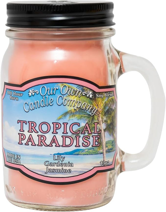 Our Own Candle Company, Tropical Paradise Scented Mason Jar Candle, 100 Hour Burn Time, 13 Ounces
