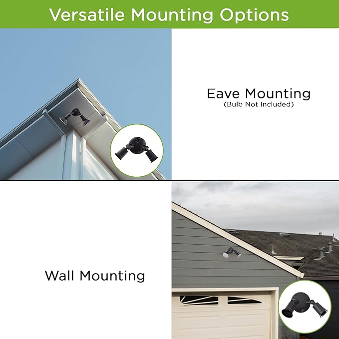 Two Head Par Light Holder with Dusk to Dawn Photocell UL Listed Outdoor Flood Light For Safety & Security 120V Twin Par Holder Use 2 PAR38 Bulbs up to 150W Each (Bulb sold separately) 1 Pack Bronze