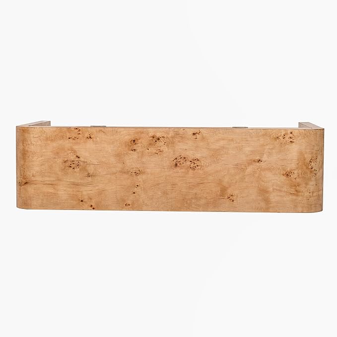 60" Farmhouse Wooden Curved Console Table Sofa Table with Drawers, Mid-Century Modern Entryway Table with Burl Natural Wood Veneer for Living Room,Entryway Foyer,Hallway,Office-Light Walnut