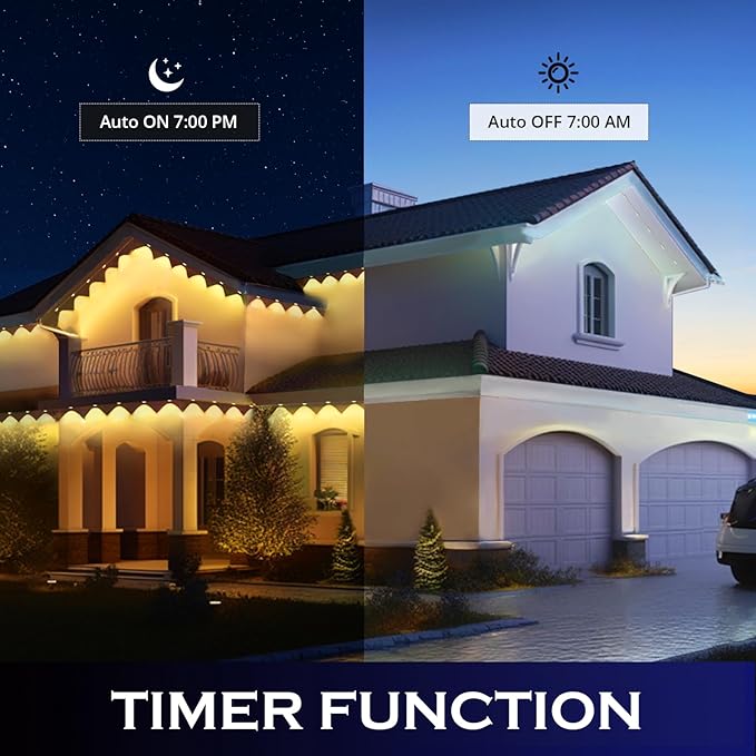 wowlite Permanent Outdoor Christmas Lights 100FT, RGB+IC Smart Eave Lights with 72 LEDs, IP67 Waterproof, 110+ Scene Modes for House, Daily & Holiday Decorations, Works with Alexa & Google