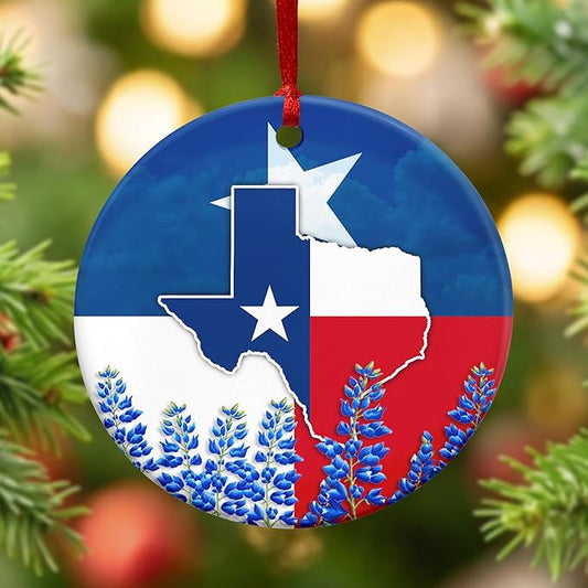 FLAGWIX Christmas Texas Gifts for Women Men - Ceramic Ornaments 2025 for Tree Decorations - Texas Christmas Ornament Gifts for Men Women, State Ornaments for Tree, Birthday Gift for Mom Dad Friends