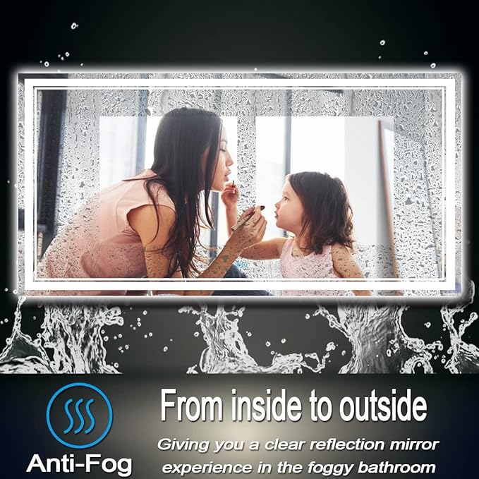 36 x 72 Inch Lighted Vanity Mirror with Lights 3 Color Adjustable Brightness Anti-fog 72 Inch Large LED Bathroom Mirror for Bathroom Wall Horizontal/Vertical Mounted 72" Light up Smart Mirror