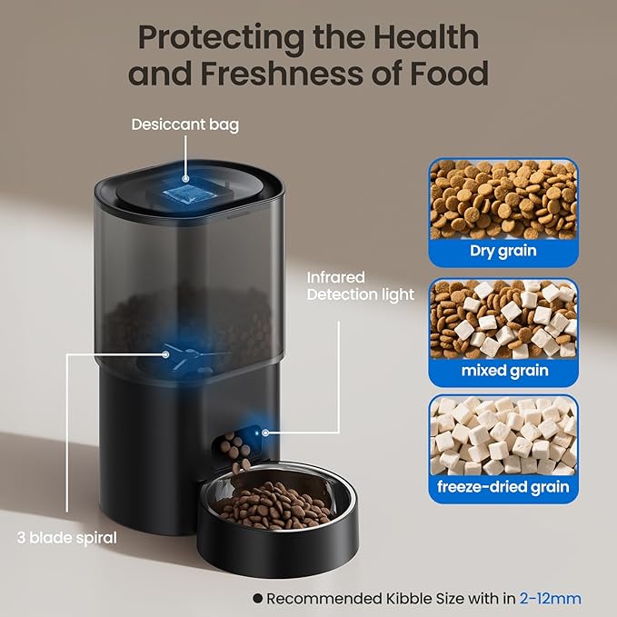 Automatic Cat Feeder and Water Fountain 5G WiFi Cat Food Dispensers, APP Remote Control, Programmable Timed Feeding,Dry Food Smart Feeder 10s Voice Recorder, 1-10 Meals/Day for Cats Small Dogs