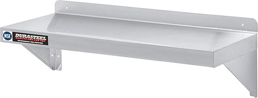 DuraSteel Heavy Duty Wall Mount Shelf - 36" Wide x 14" Deep Classic Stainless Steel Wall Floating Shelves - NSF Metal Storage Wall Shelves - For Commercial Kitchen, Laundry Room, Garage, Food Truck