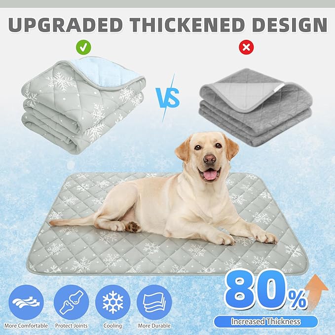 KOOLTAIL Dog Cooling Mat, 48''*28'' Upgraded Extra Large Cooling Pet Pad for Dogs Cats, Summer Dog Blanket Kennel with Non- Slip Bottom, Washable Mats for Bed Sofa Crate Playpen Outdoor Indoor