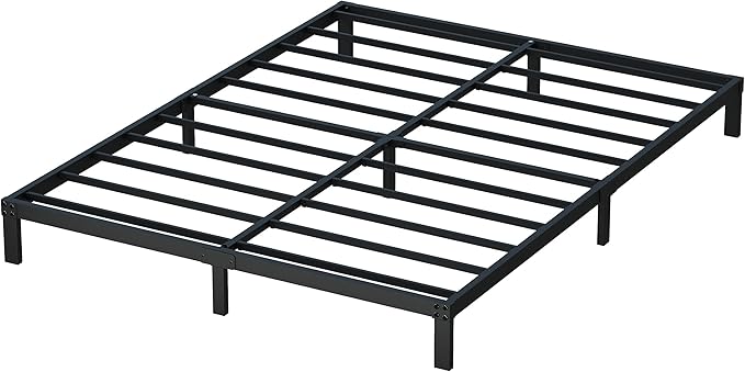 8 Inch Cal King Bed Frame No Box Spring Needed, Heavy Duty California King Metal Platform Support Up to 3000 lbs with Steel Slat, Easy Assembly, Noise Free, Black
