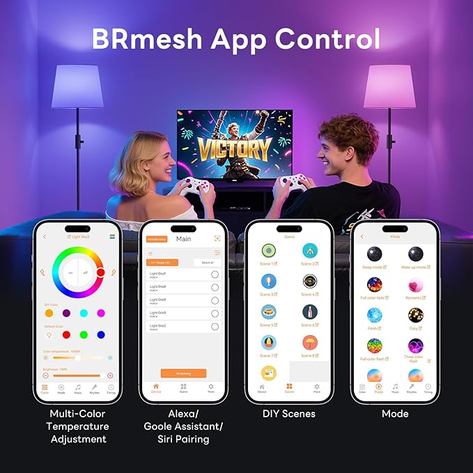 Smart Floor Lamp with RGBCW Color Change Bulb, Compatible with Alexa, Siri, Google Voice & App Control, Standing Lamp with Linen Shade, Tall Lamp for Living Room, Bedroom, Office,Black