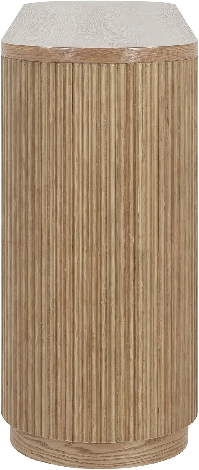 Modern Curved Console Table 59-Inch Oval Fluted Entry Sofa Table with Open Storage Shelves for Living Room Entryway Hallway Furniture, Natural