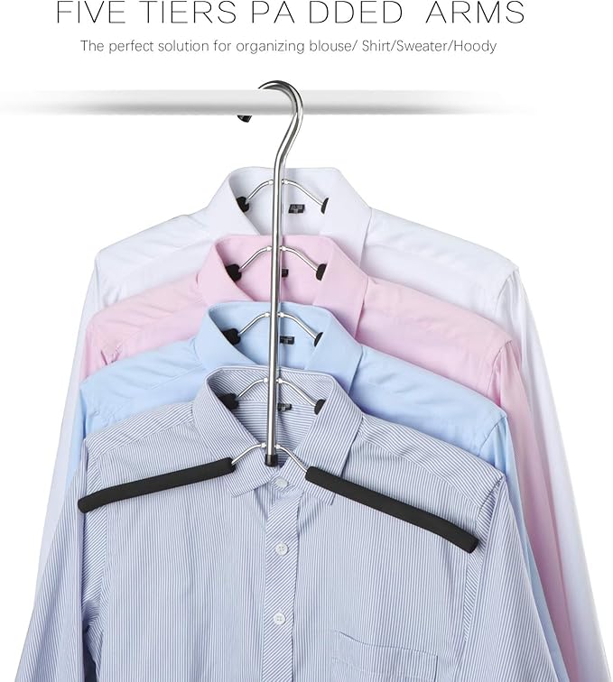 DOIOWN Blouse & Shirt Hangers - Non Slip Space Saving Stainless Steel Closet Organizer (2 Pack)