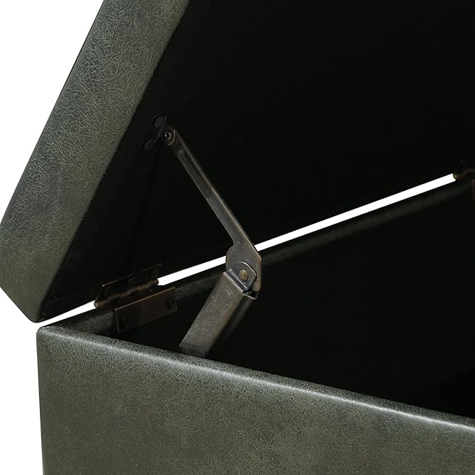 Joveco 24" Faux Suede Storage Ottoman Bench with Wheels, Rectangle Foot Rest Stool for Living Room, Bedroom, Entryway, Moss Green