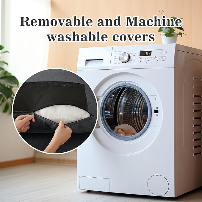 101" Convertible Sectional Sofa with Ottoman Coffee Table, Modern Linen Fabric U-Shaped Couch with Storage Pocket, 4 Seat Sofa Couches for Living Room, Apartment, Office, Darkgrey