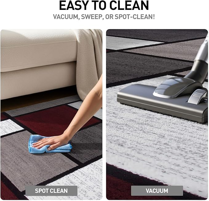 Rugshop Modern Geometric Boxes Red Area Rug, Fade-Resistant Carpet for Bedroom, Home Office, or Entryway, 3'3" x 5'