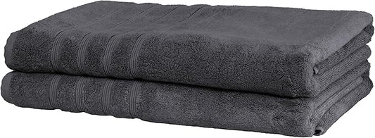 Mosobam Luxury Turkish Towels Set of 2 Bath Sheets 35X70 Charcoal Gray (Dark Grey) 700 GSM Bamboo Viscose & Aegean Turkish Combed Cotton