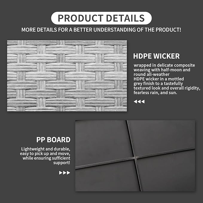 Outside Patio Table 46 Inches Outdoor Coffee Table with Storage Outdoor Dining Table, Grey