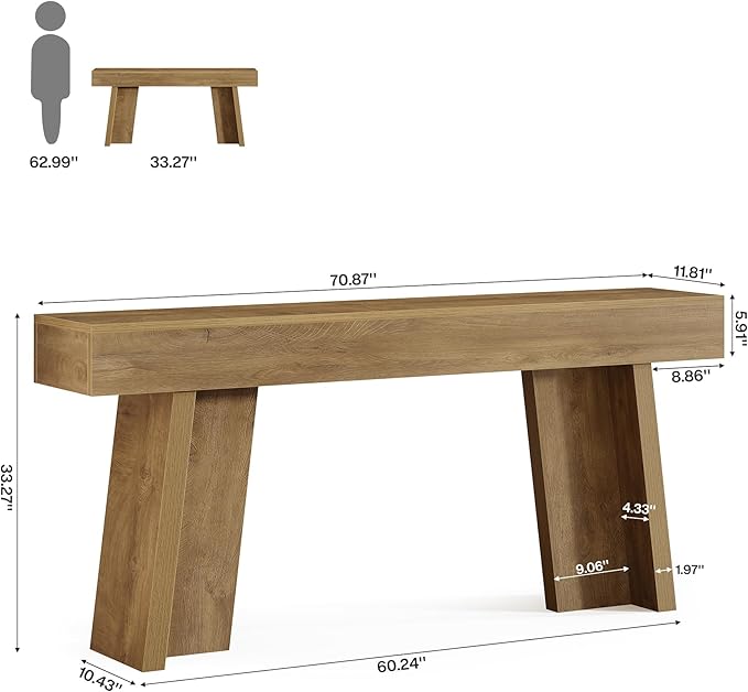 Tribesigns 70.9-Inch Long Console Table, Farmhouse Narrow Entryway Table Behind The Couch for Living Room, Hallway, Entrance, Foyer (Natural)