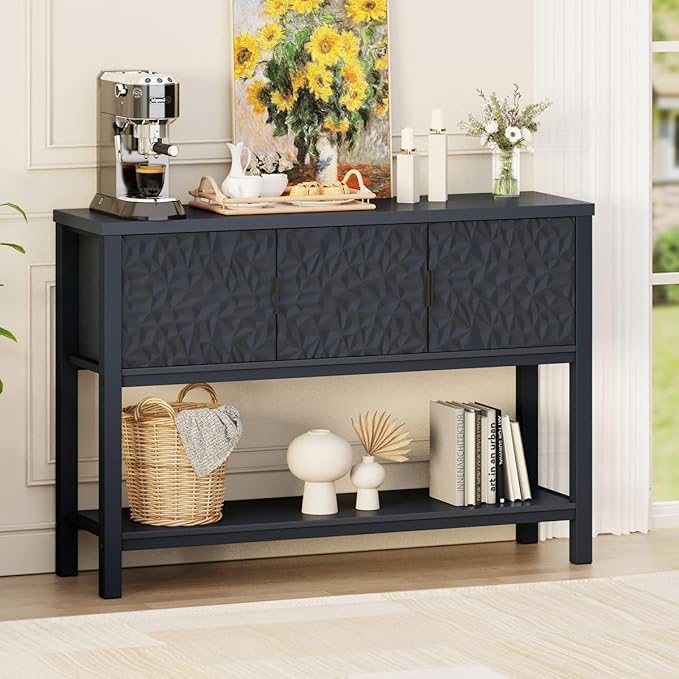 FATORRI Console Table for Entryway, Modern Sofa Table with Storage, Entry Tables with Shelf for Living Room Hallway (47.24 Inch Wide, Navy Blue)