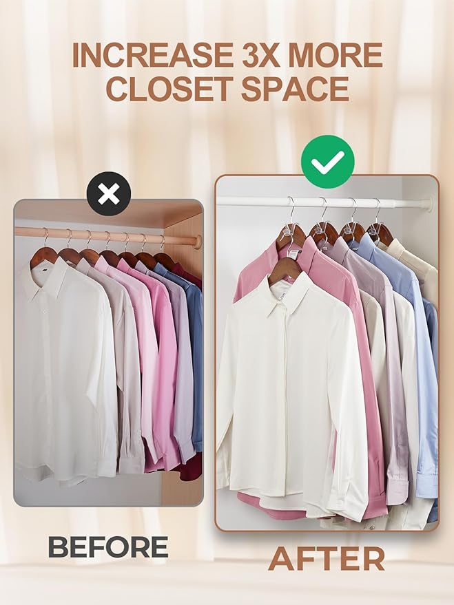 HOUSE DAY Space Saving Hangers 20 Pack, Clear Clothes Hanger Connector Hooks, Heavy Duty Hangers Space Saver, Premium College Dorm Room Essentials, Closet Organizers and Storage