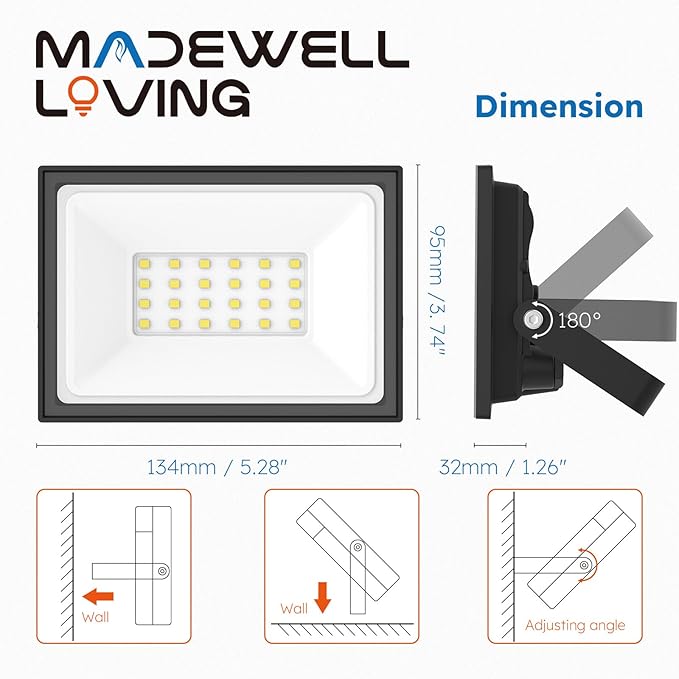 4-Pack 50W LED Flood Lights Outdoor – 9000 Lumens Super Bright Security Lighting, IP66 Waterproof, 5000K Daylight – Energy-Efficient Outdoor Lights for Garage, Garden, Lawn, Backyard