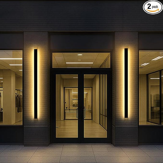 Outdoor Wall Sconce set of 2,79 Inch Outdoor Wall Lights, Waterproof Ip65 Long Linear Led Porch Lights, 3000k Light Fixture Black Wall Mount Acrylic Anti Rust for Living Room, Patio, Garage 60W