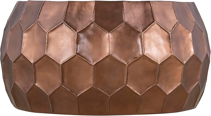 CT101 Modern Contemporary Round Aluminum Material 32" Coffee Table, Farmhouse Table with Glossy Diamond-Patterned Base Antique Copper