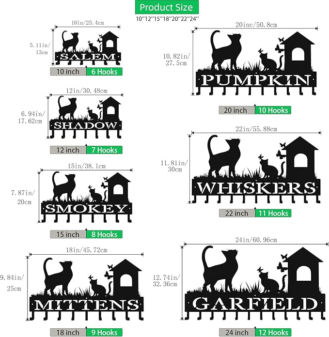 Custom Metal Key Rack Hooks, Personalized Key Holder for Wall, Cat, Cat House Theme Wall Decoration Key Hooks, Key Hanger Organizer for Living Room, Entryway, Pet House, Bedroom Decor