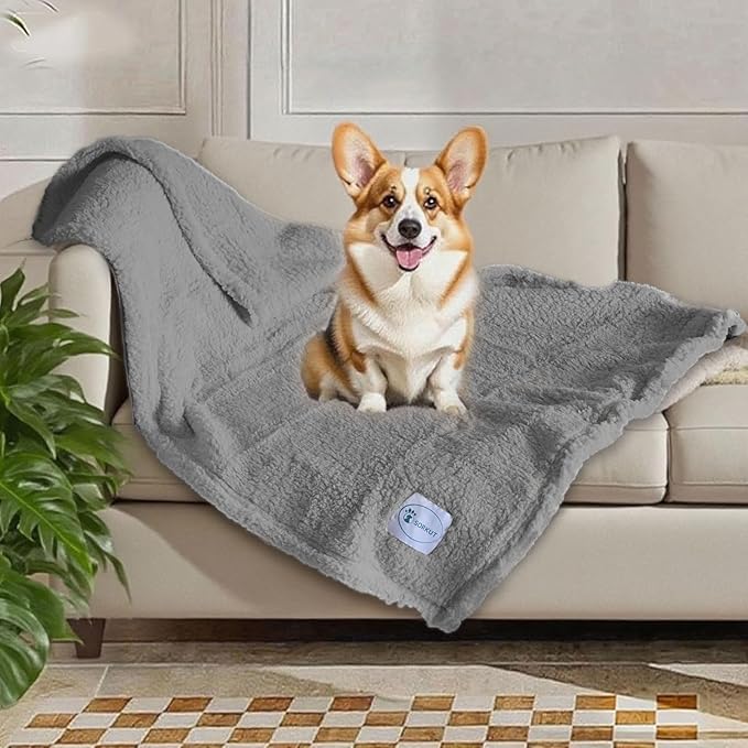 1 Pack 3 Dog Blanket Calming Blankets Fluffy Premium Fleece Puppy Soft Sherpa Pet Blanket for Dog Puppy Cat Beige/Black/Grey,Small (23" x15’’)