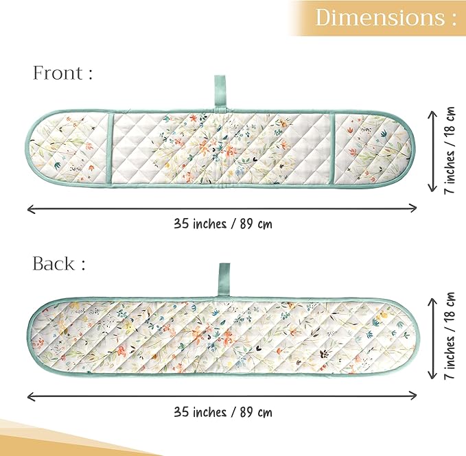 Maison d' Hermine Double Oven Mitts 100% Cotton 7"x35" Double Oven Mitt Heat Resistant BBQ Cooking Gloves with Loop, Baking, Grilling, Home, Kitchen, Handling Hot Pans Spring Summer (Colmar)